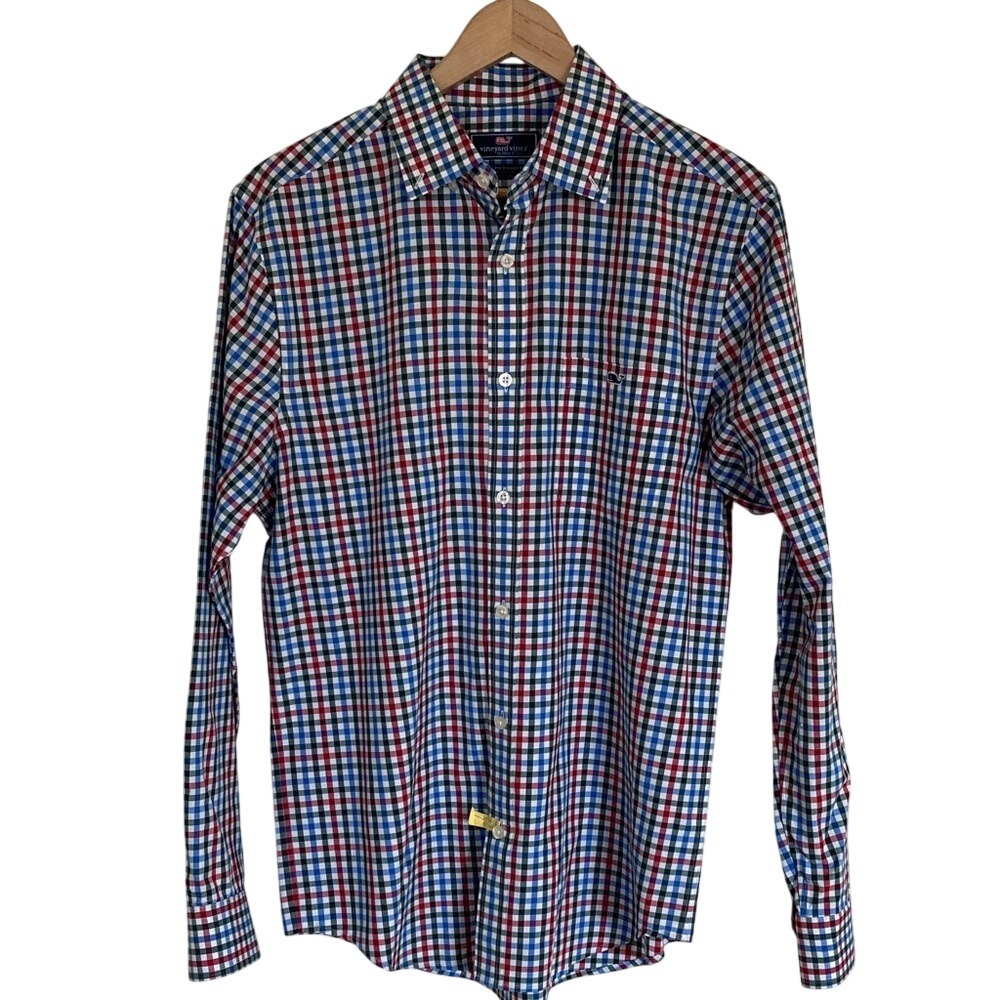 Vinyard Vines Men's Multicolor Checkered Classic Button Down Tucker Shirt Size M